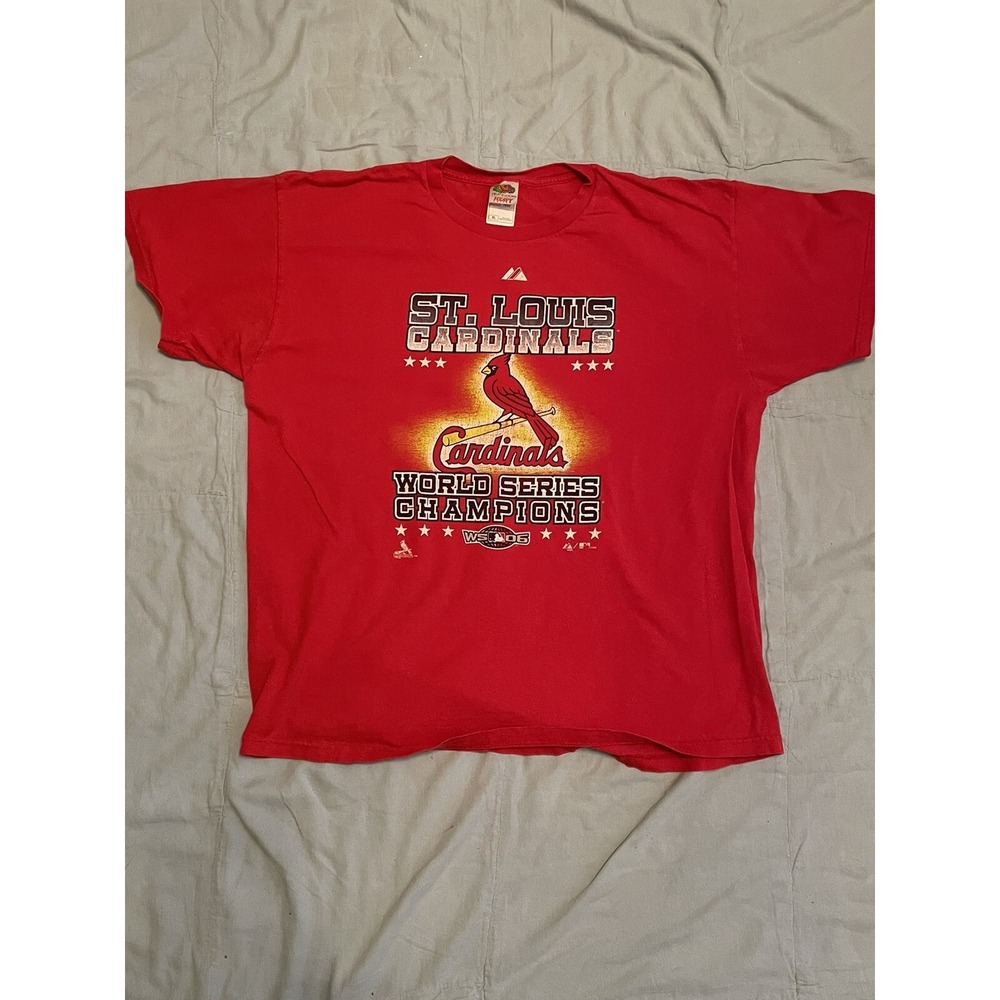 Men's St. Louis Cardinals Red T-Shirt World Series Champions 2006 Size L